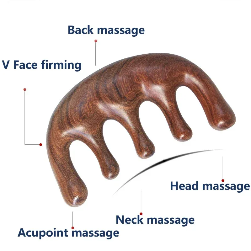 Peigne de massage en bois de santal, design épuré