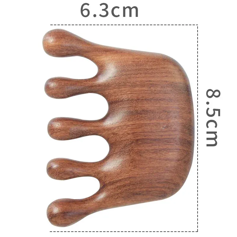 Masseur de tête en bois de santal, peigne antistatique portable, manche en bois pour relaxation du cuir chevelu et massage des points d'acupuncture 8