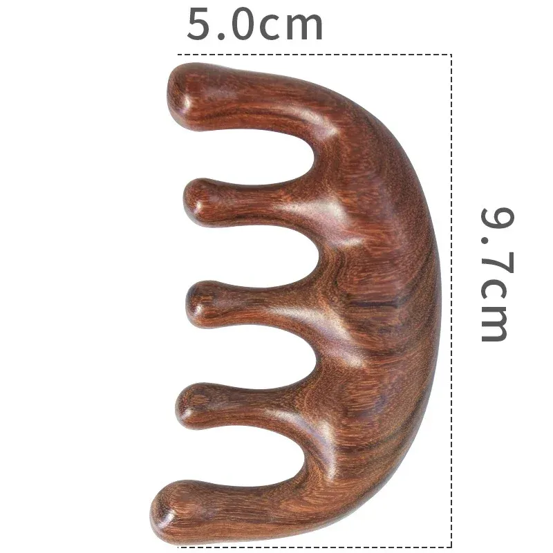 Masseur de tête en bois de santal, peigne antistatique portable, manche en bois pour relaxation du cuir chevelu et massage des points d'acupuncture 7