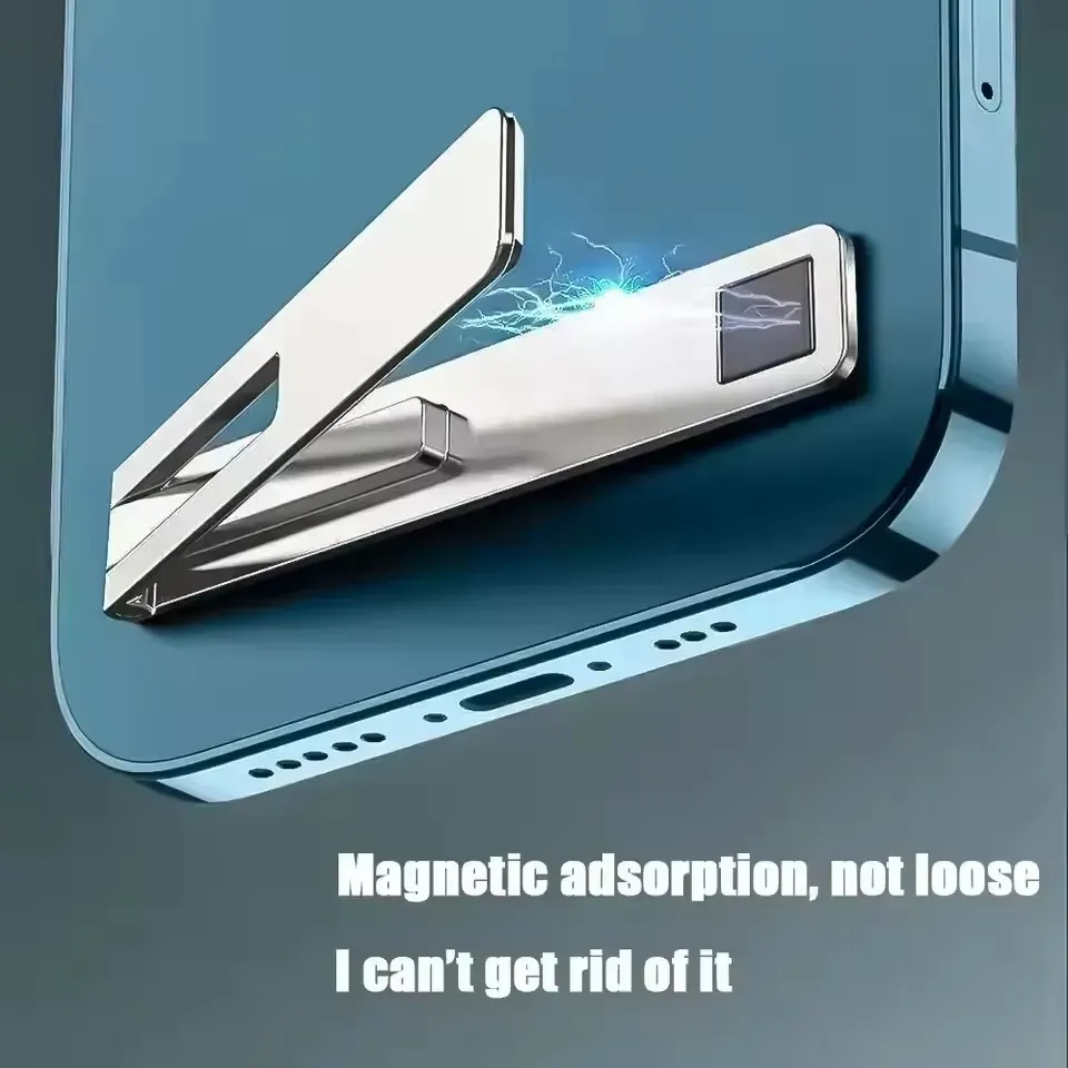 Support magnétique ultra-fin et pliable en alliage métallique pour téléphone portable 4