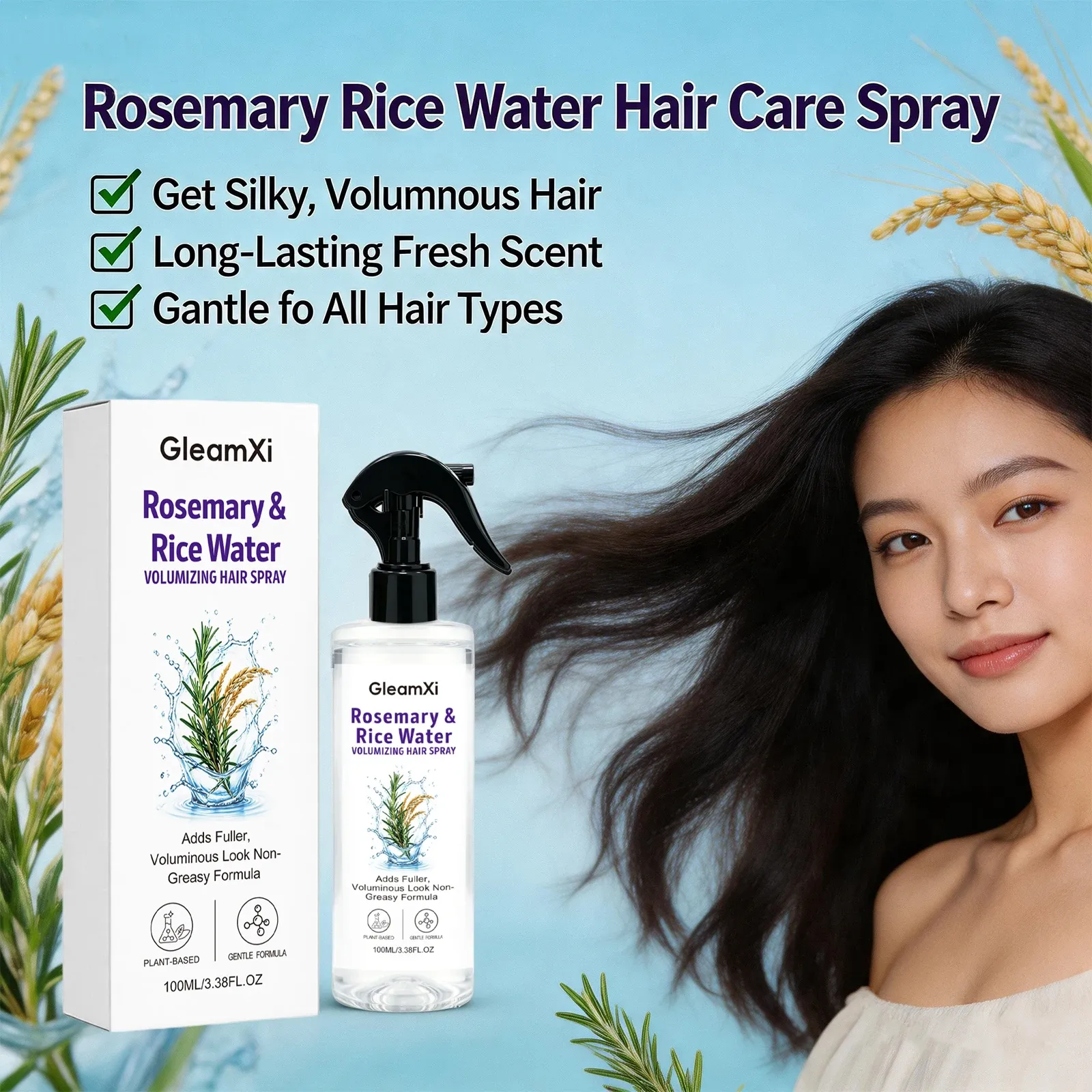 Spray Volumisant au Romarin et Eau de Riz – Léger, Hydratant et Fortifiant 3