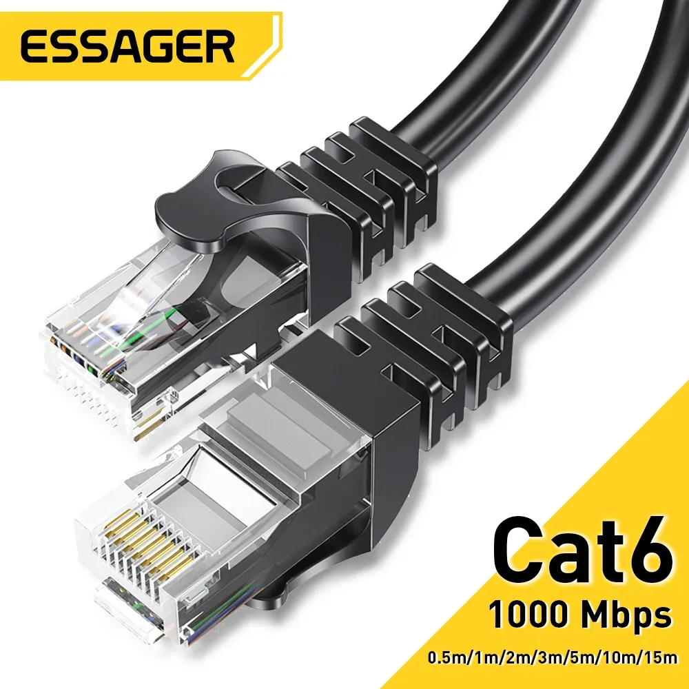 Essager – Câble Ethernet Cat6 LAN UTP, RJ45, 5 m / 10 m / 15 m, cordon de raccordement pour routeur et ordinateur portable - Image 1