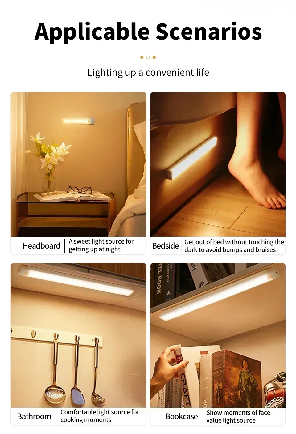 Lampe LED magnétique fixée sur une armoire