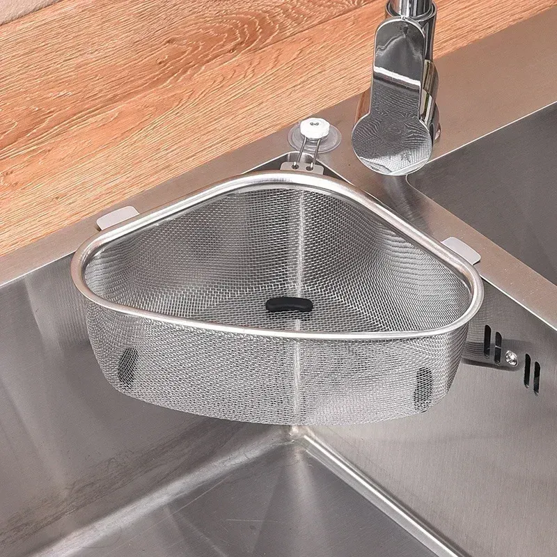 Panier de vidange en acier inoxydable pour évier de cuisine, triangle égouttoir pour fruits et légumes - Image 1