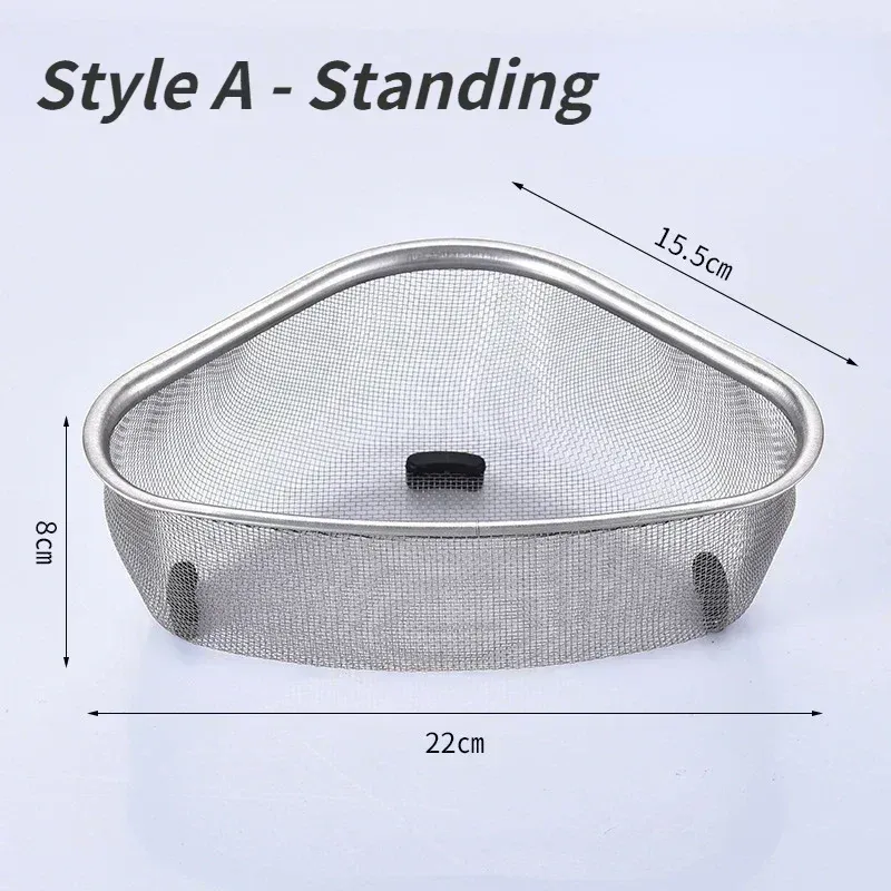 Panier de vidange en acier inoxydable pour évier de cuisine, triangle égouttoir pour fruits et légumes 5