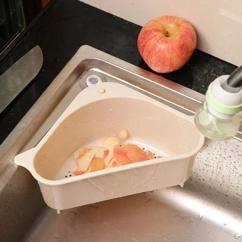 Panier de vidange en acier inoxydable pour évier de cuisine, triangle égouttoir pour fruits et légumes 9