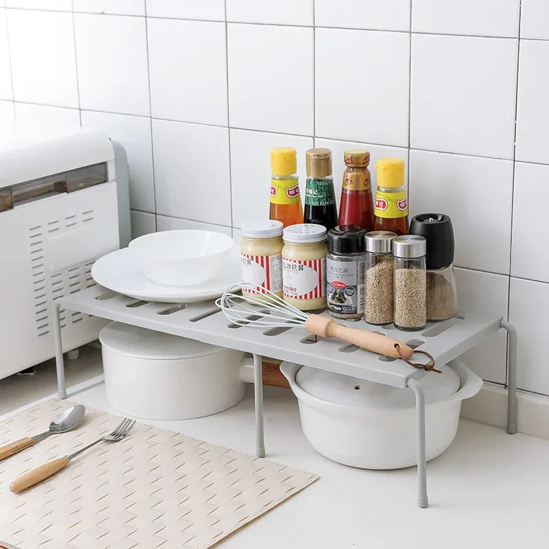 Range-chaussures extensible en ABS, étagère télescopique gain de place pour armoire de cuisine 4