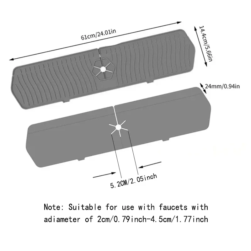 Tapis de robinet de cuisine en silicone installé dans un évier