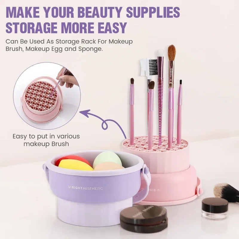 Brosses de maquillage nettoyées sur le tapis de silicone