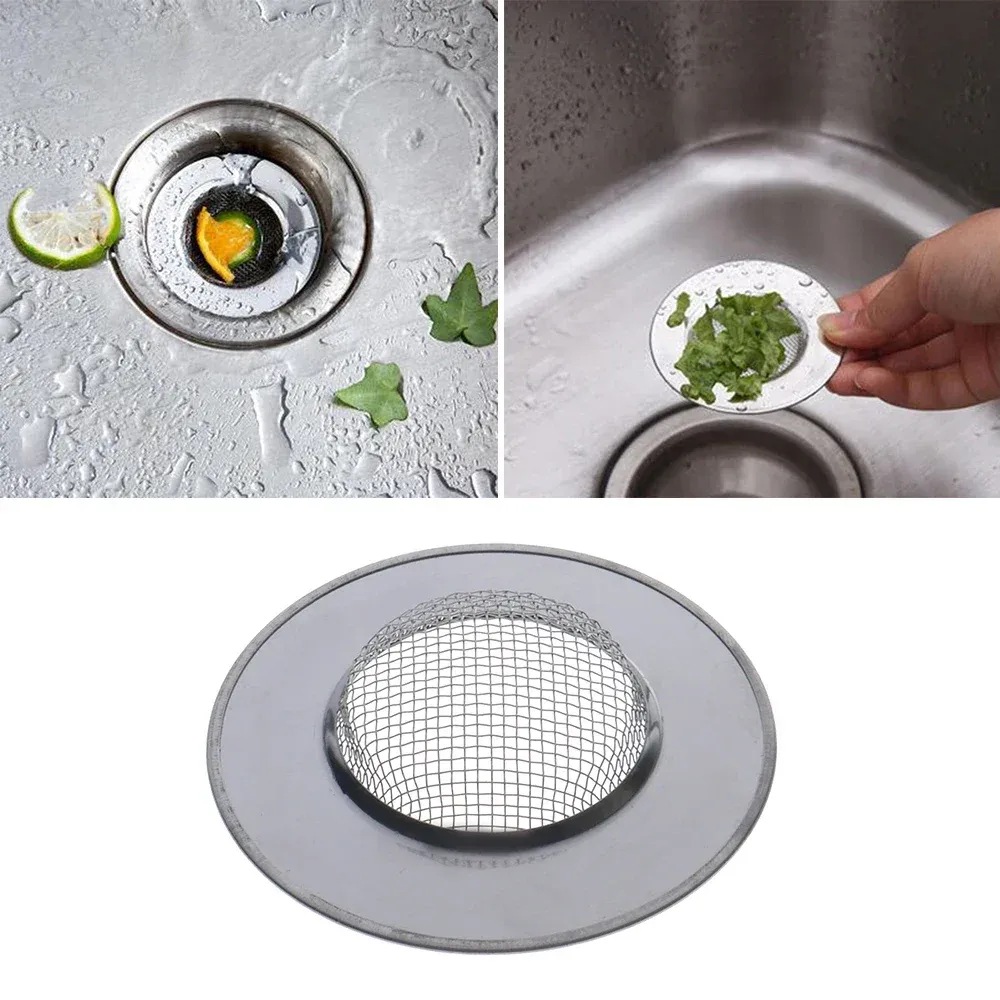 Bouchon crépine pour baignoire en acier inoxydable, filtre anti-cheveux pour douche et évier, crépine de vidange en métal 3
