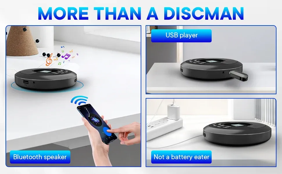 Détail du lecteur CD portable Bluetooth