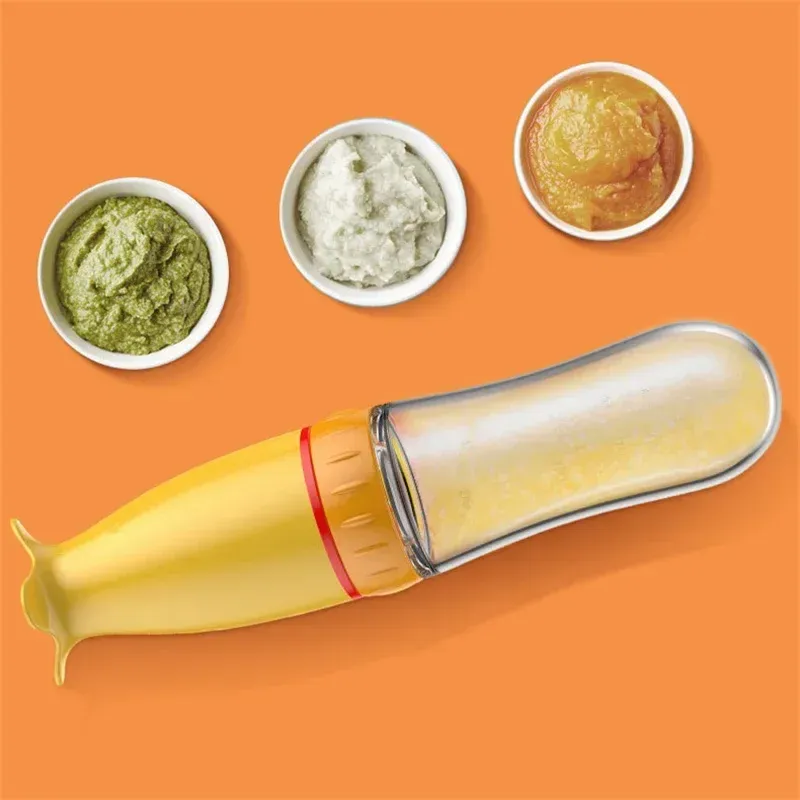 Biberon en silicone avec cuillère, accessoire d'alimentation sûr et pratique pour bébé 6