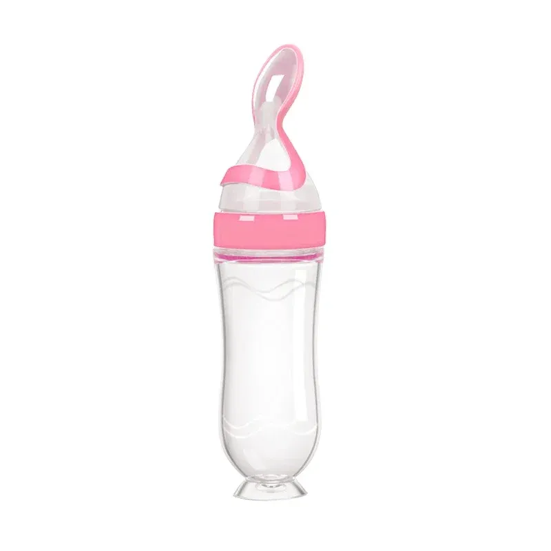 Biberon en silicone avec cuillère, accessoire d'alimentation sûr et pratique pour bébé 7