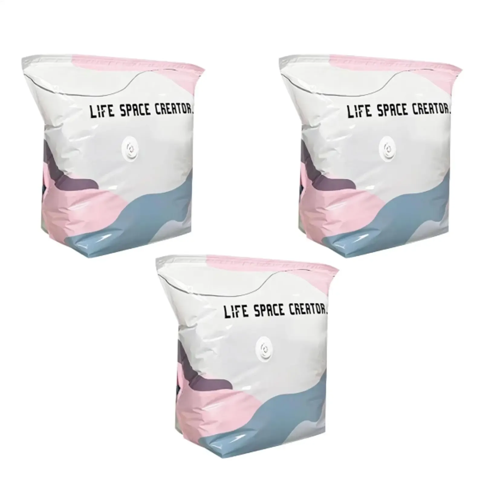 Lot de 3 sacs de rangement sous vide sans pompe, grands sacs de compression 3D pour vêtements, couettes et couvertures 2