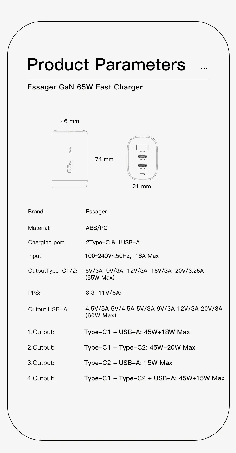 Chargeur Essager GaN USB-C, sécurité