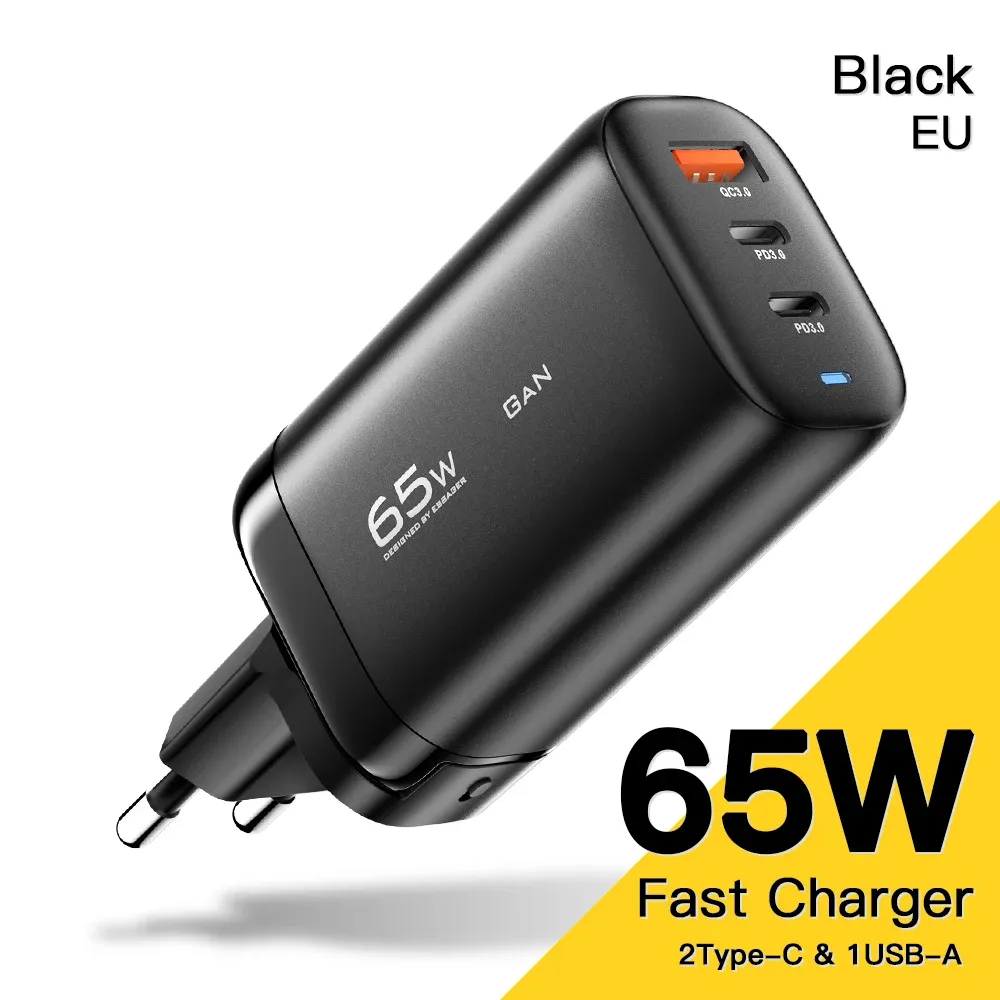 Chargeur GaN 65 W USB-C Essager pour ordinateur portable, PPS 45 W, 25 W, charge rapide pour Samsung, Xiaomi, Realme, iPhone 15, 14, 13 Pro 7