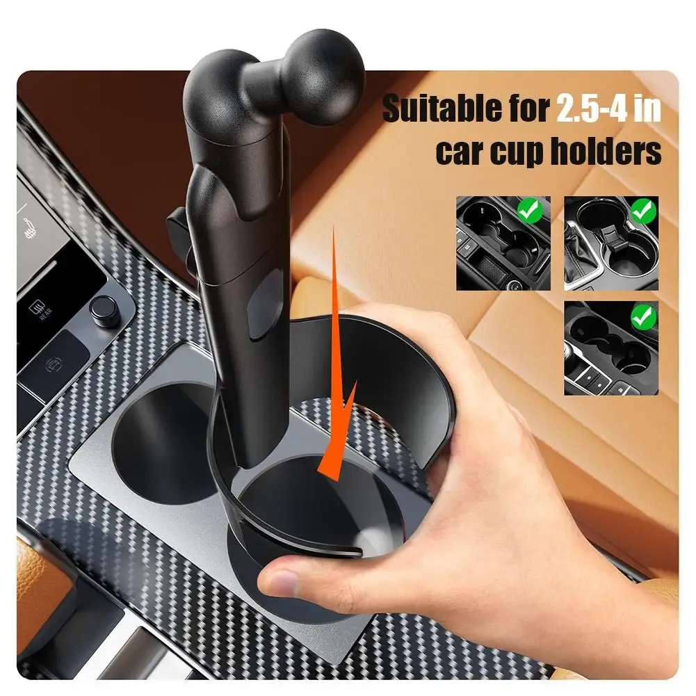Support de téléphone pour porte-gobelet de voiture, support télescopique multifonctionnel en métal à fixation magnétique, support 2-en-1 pour téléphone et gobelet 5