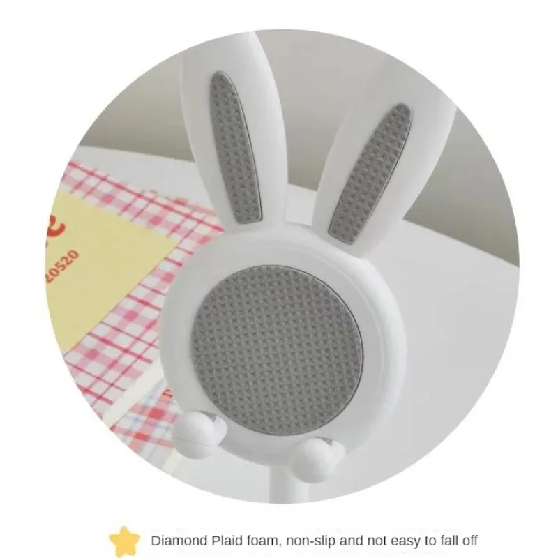 Support de téléphone portable rose, support de bureau pour iPhone 13, 14 et smartphones Samsung, réglable, design lapin mignon, support de table en style dessin animé 3