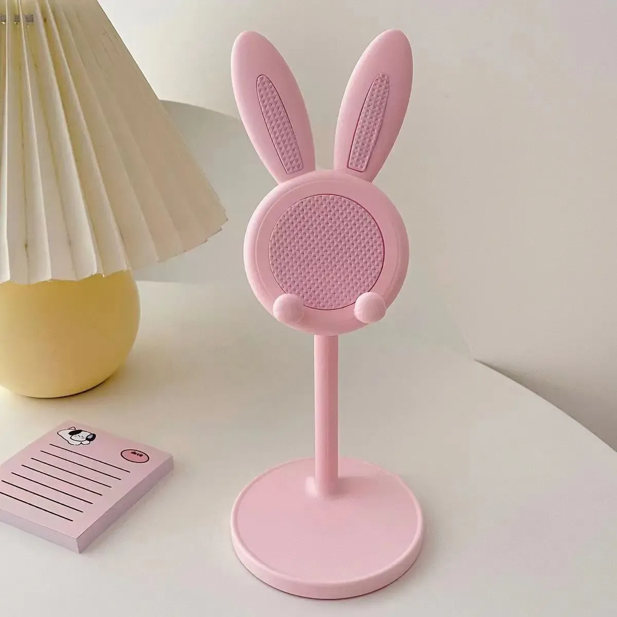 Support de téléphone portable rose, support de bureau pour iPhone 13, 14 et smartphones Samsung, réglable, design lapin mignon, support de table en style dessin animé 10