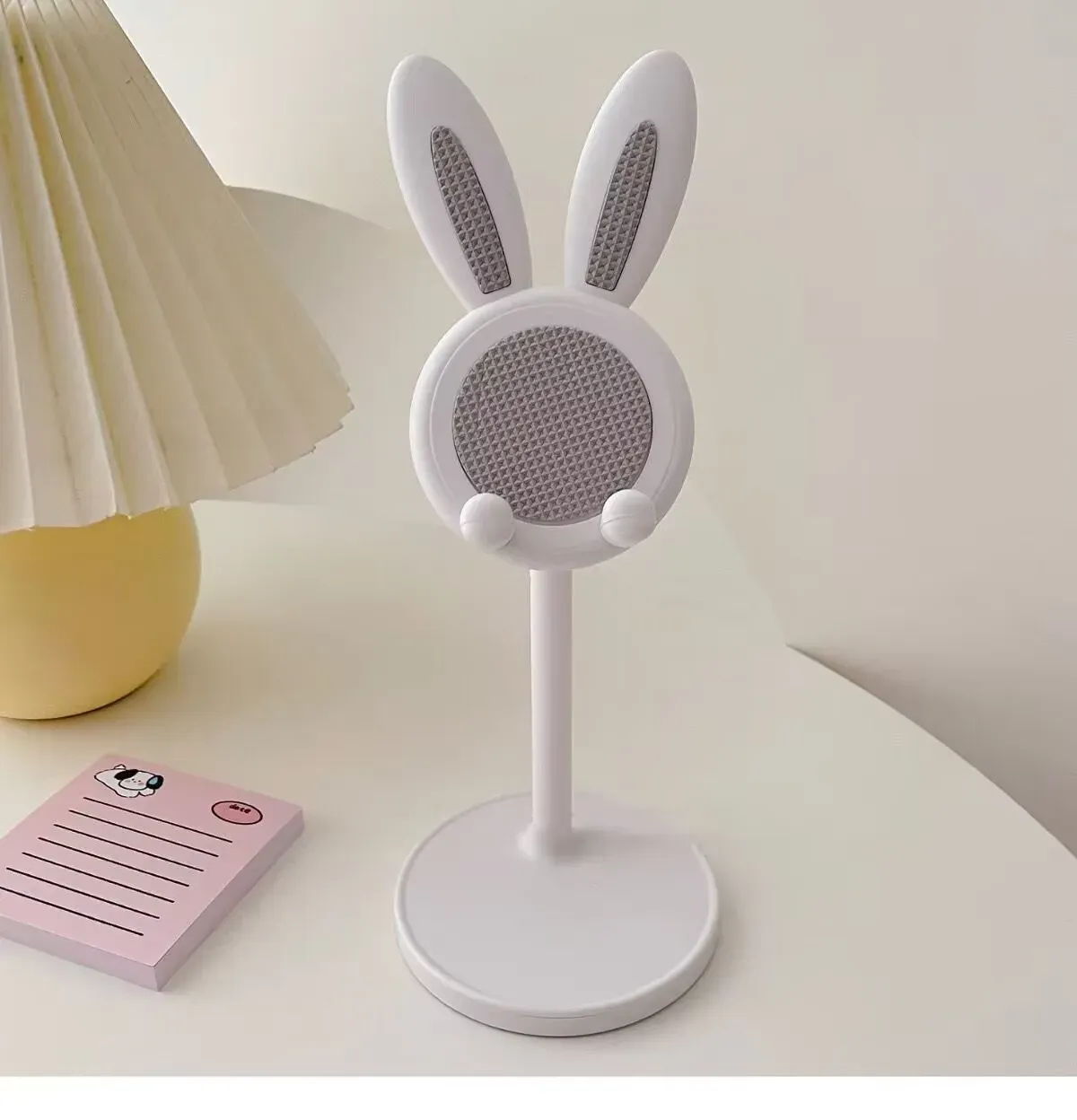 Support de téléphone portable rose, support de bureau pour iPhone 13, 14 et smartphones Samsung, réglable, design lapin mignon, support de table en style dessin animé 9