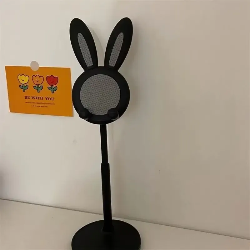 Support de téléphone portable rose, support de bureau pour iPhone 13, 14 et smartphones Samsung, réglable, design lapin mignon, support de table en style dessin animé 7