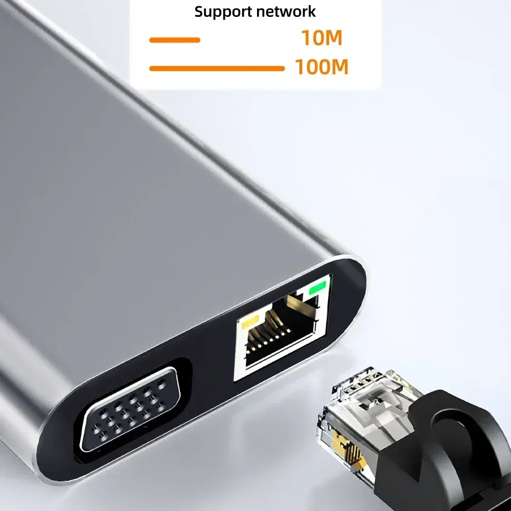 Station d'accueil USB-C 11 en 1 avec hub USB-C vers 4K HDMI, port USB 3.0, Power Delivery, RJ45, jack 3,5 mm et lecteurs TF/SD pour MacBook 6