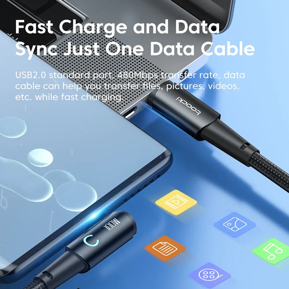Câble USB Type-C vers USB Type-C coudé à 90 degrés pour Xiaomi, Samsung, Huawei, MacBook et iPad, charge rapide 100 W, câble de données Type-C 4