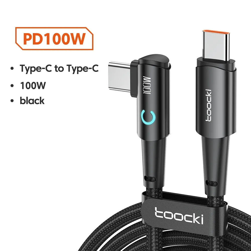 Câble USB Type-C vers USB Type-C coudé à 90 degrés pour Xiaomi, Samsung, Huawei, MacBook et iPad, charge rapide 100 W, câble de données Type-C 12
