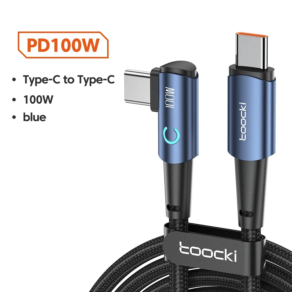 Câble USB Type-C vers USB Type-C coudé à 90 degrés pour Xiaomi, Samsung, Huawei, MacBook et iPad, charge rapide 100 W, câble de données Type-C 11