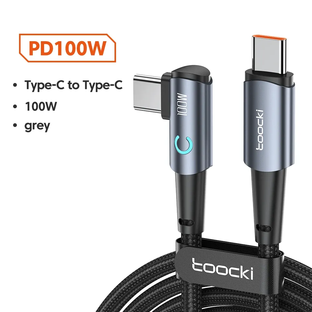 Câble USB Type-C vers USB Type-C coudé à 90 degrés pour Xiaomi, Samsung, Huawei, MacBook et iPad, charge rapide 100 W, câble de données Type-C 15