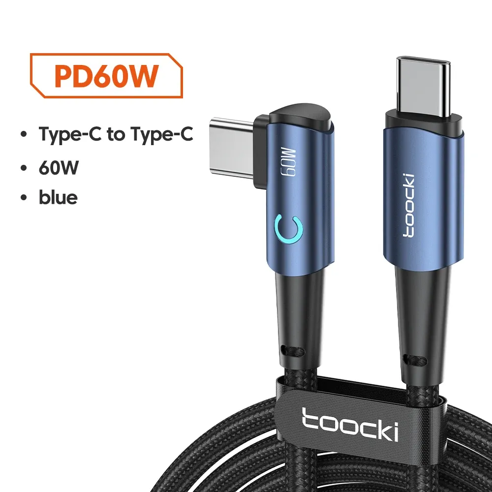 Câble USB Type-C vers USB Type-C coudé à 90 degrés pour Xiaomi, Samsung, Huawei, MacBook et iPad, charge rapide 100 W, câble de données Type-C 13