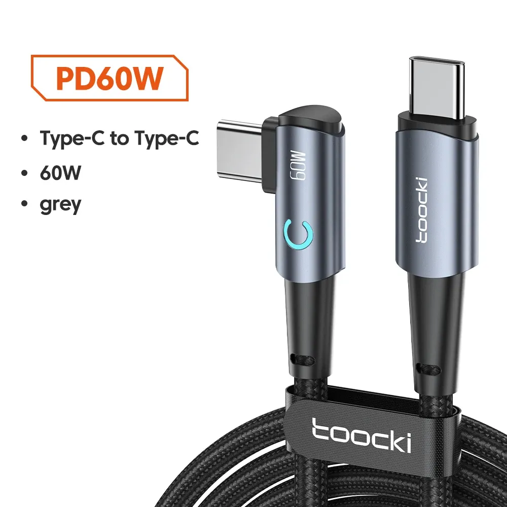Câble USB Type-C vers USB Type-C coudé à 90 degrés pour Xiaomi, Samsung, Huawei, MacBook et iPad, charge rapide 100 W, câble de données Type-C 10