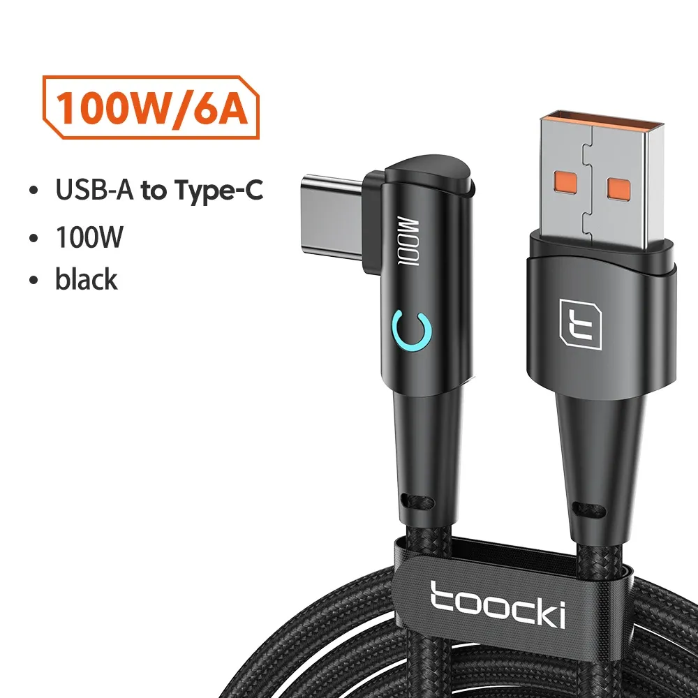 Câble USB Type-C vers USB Type-C coudé à 90 degrés pour Xiaomi, Samsung, Huawei, MacBook et iPad, charge rapide 100 W, câble de données Type-C 9
