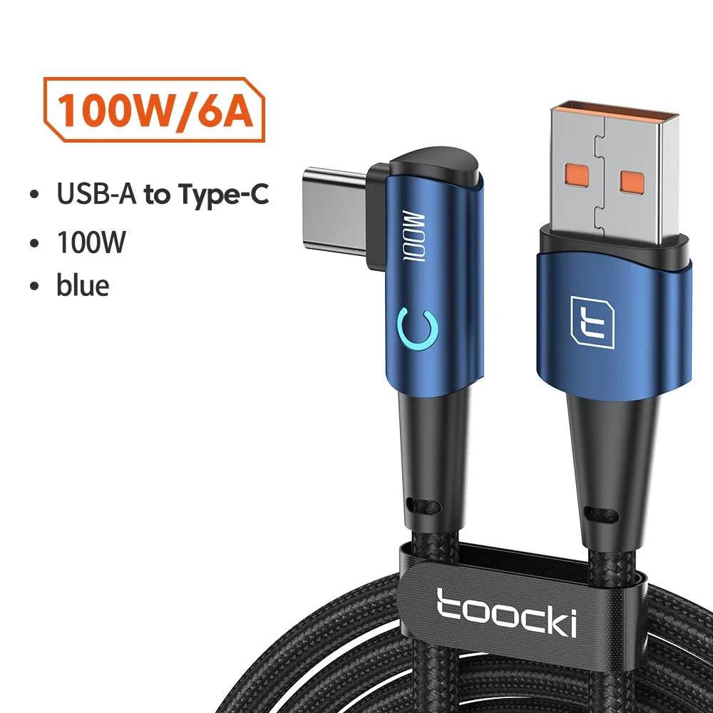 Câble USB Type-C vers USB Type-C coudé à 90 degrés pour Xiaomi, Samsung, Huawei, MacBook et iPad, charge rapide 100 W, câble de données Type-C 8