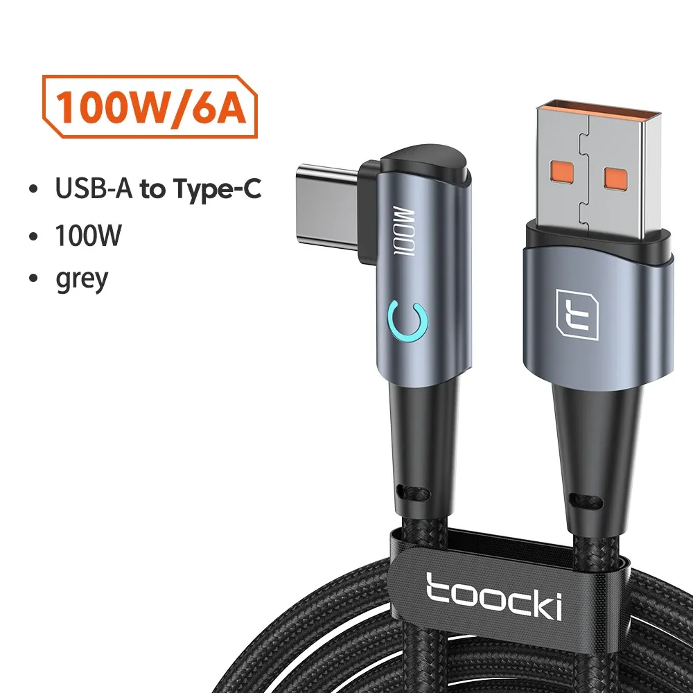 Câble USB Type-C vers USB Type-C coudé à 90 degrés pour Xiaomi, Samsung, Huawei, MacBook et iPad, charge rapide 100 W, câble de données Type-C 7