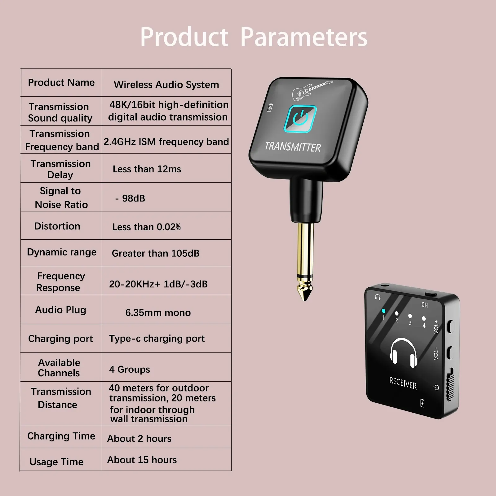 Système IEM sans fil intra-auriculaire avec émetteur et récepteur, récepteur SUID, pour répétitions de groupe 2