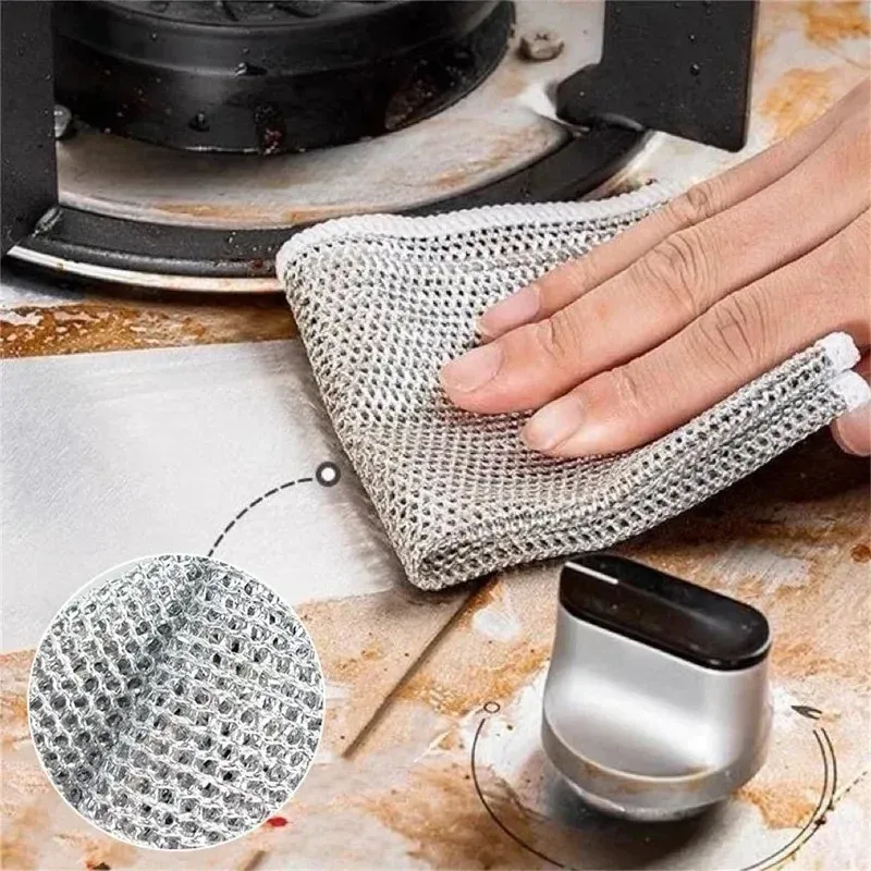 20/5 pièces – Chiffon de nettoyage en fil d'acier épaissi, anti-rayures, double couche en microfibre et maille de fer, pour la vaisselle, le lavage des casseroles et usage de torchon de cuisine 2