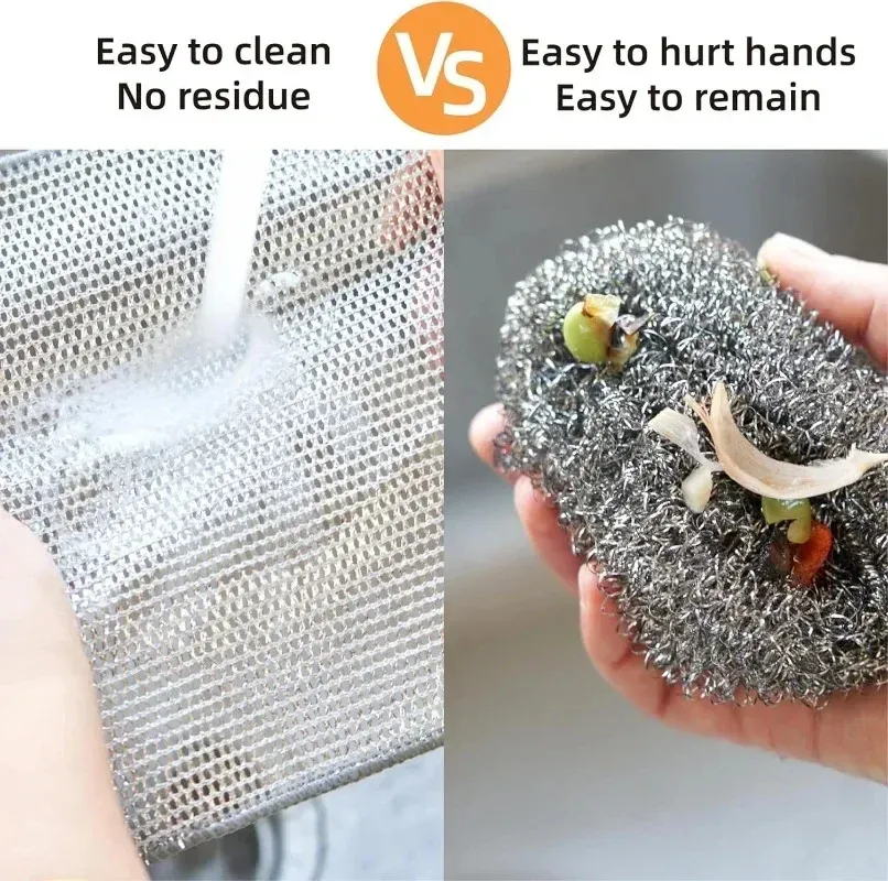20/5 pièces – Chiffon de nettoyage en fil d'acier épaissi, anti-rayures, double couche en microfibre et maille de fer, pour la vaisselle, le lavage des casseroles et usage de torchon de cuisine 5