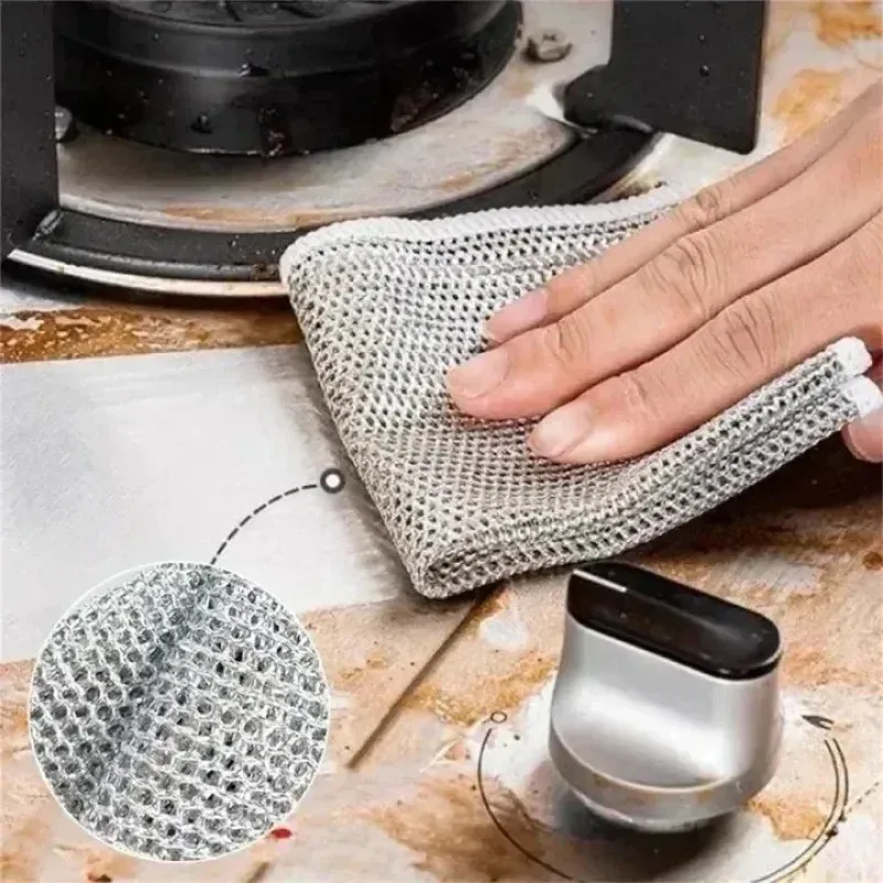 Éponge en fil d’acier double couche pour le nettoyage de la vaisselle