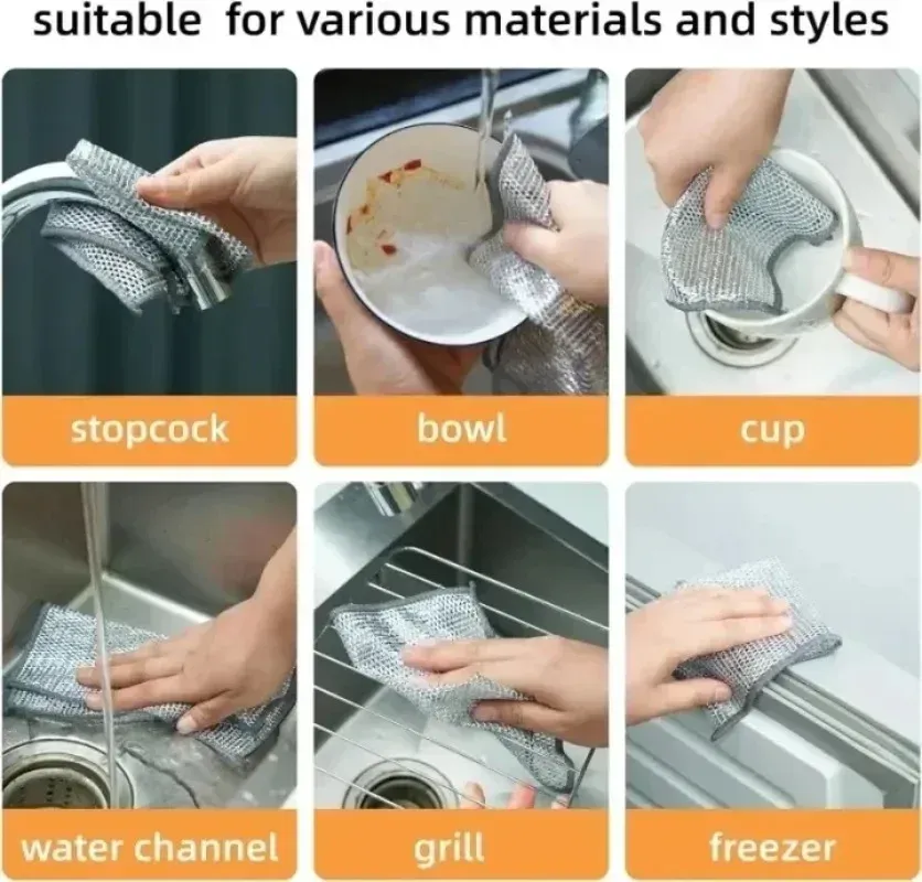 Éponge en fil d’acier double couche, finition soignée