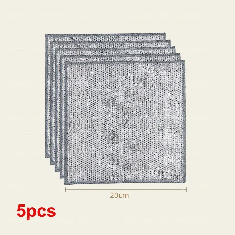 20/5 pièces – Chiffon de nettoyage en fil d'acier épaissi, anti-rayures, double couche en microfibre et maille de fer, pour la vaisselle, le lavage des casseroles et usage de torchon de cuisine 9