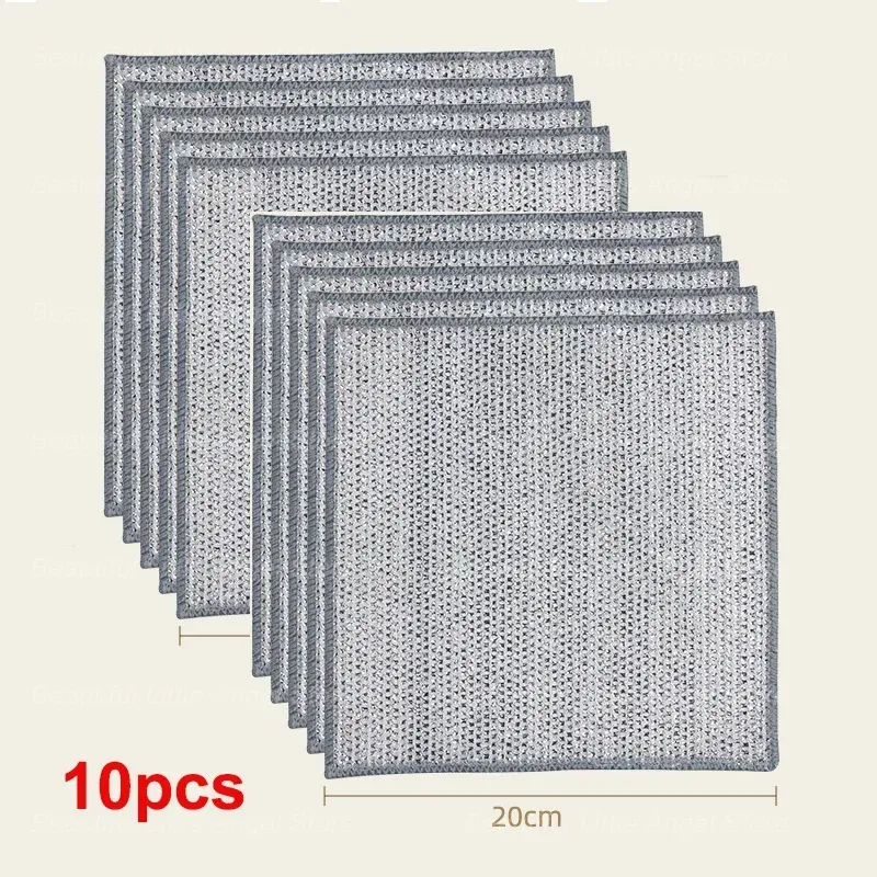 20/5 pièces – Chiffon de nettoyage en fil d'acier épaissi, anti-rayures, double couche en microfibre et maille de fer, pour la vaisselle, le lavage des casseroles et usage de torchon de cuisine 8
