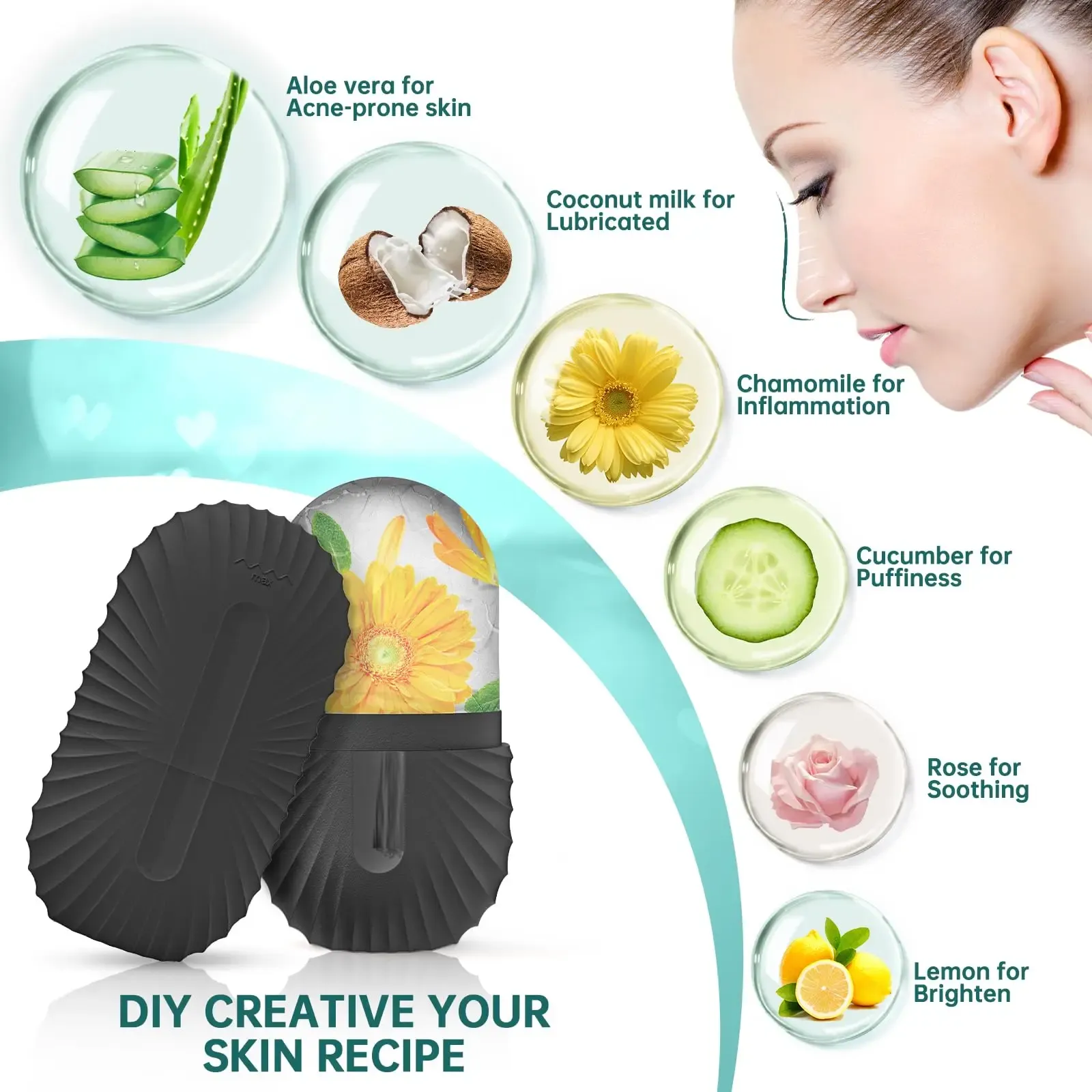 Détail du rouleau de massage facial