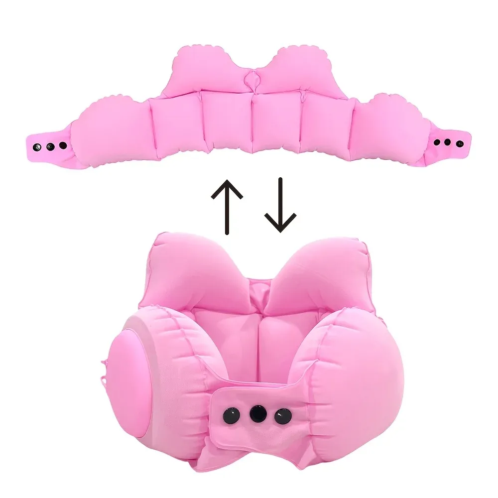 Oreiller de voyage gonflable et compact, soutien cervical portable pour l'avion et les siestes 2