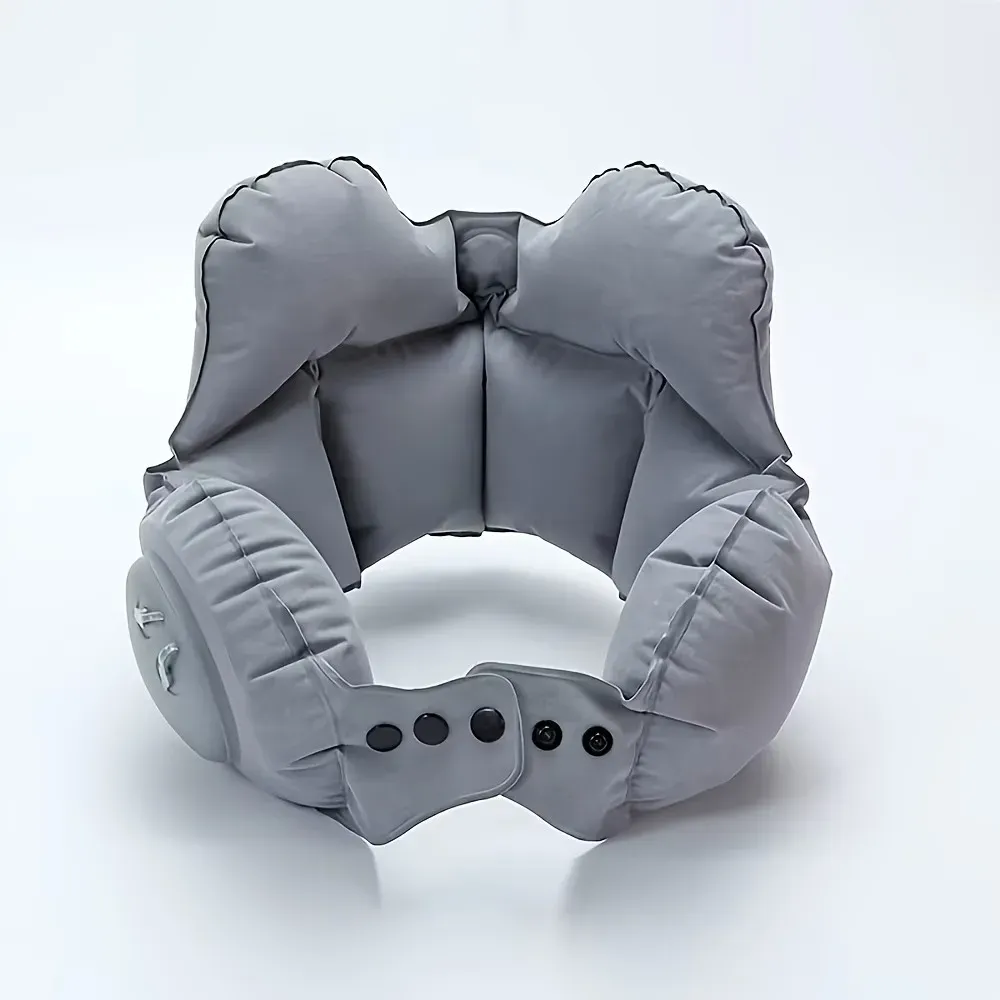 Oreiller de voyage gonflable et compact, soutien cervical portable pour l'avion et les siestes 9