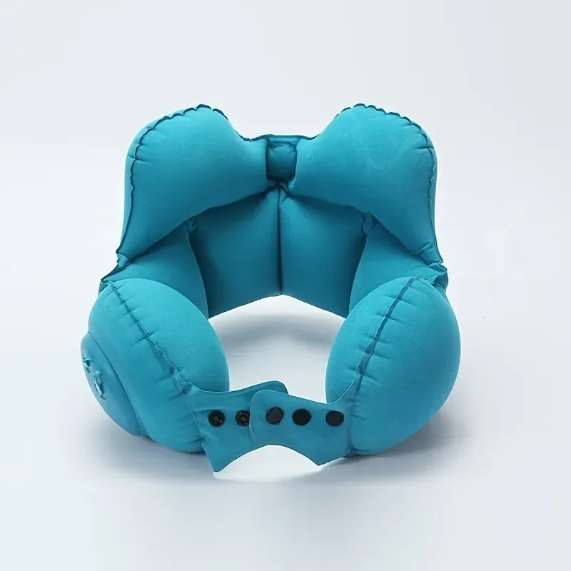 Oreiller de voyage gonflable et compact, soutien cervical portable pour l'avion et les siestes 8