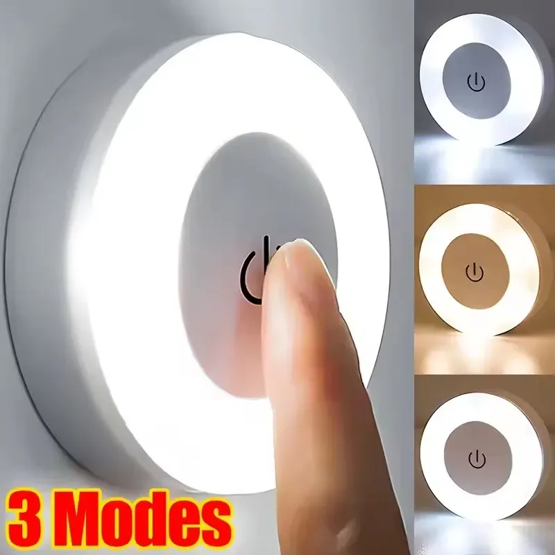 Veilleuse LED tactile mini, rechargeable par USB, avec base magnétique, applique murale ronde et intensité variable, idéale pour la cuisine et la chambre 8