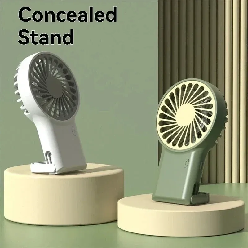 Mini ventilateur pliable à motif dessin animé, rechargeable par USB, ventilateur de bureau portable avec crochet, idéal pour les voyages en plein air, la maison et le bureau