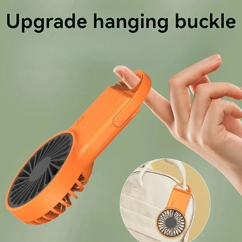 Mini ventilateur pliable à motif dessin animé, rechargeable par USB, ventilateur de bureau portable avec crochet, idéal pour les voyages en plein air, la maison et le bureau 3