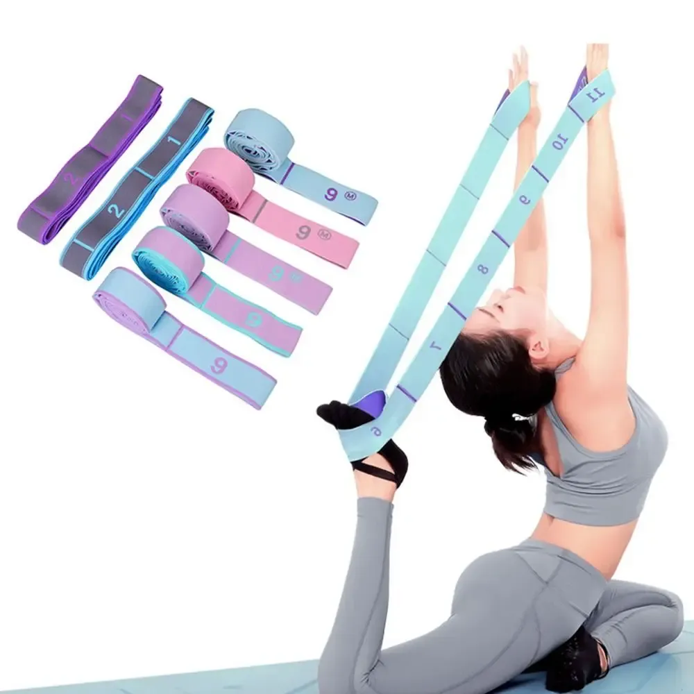 Bande de résistance élastique multifonctionnelle pour yoga, ceinture d'étirement réglable, bande de danse à 10/12 grilles pour adultes et enfants - Image 1